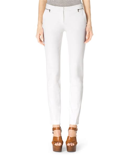 michael kors white zipper pants